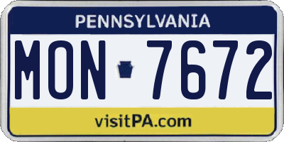 PA license plate MON7672