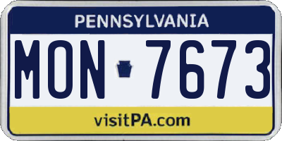 PA license plate MON7673