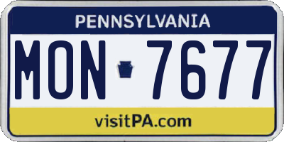 PA license plate MON7677