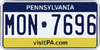 PA license plate MON7696