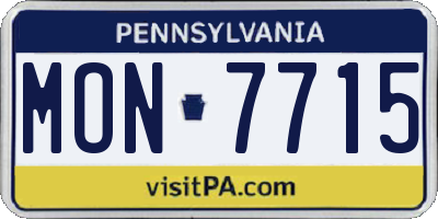PA license plate MON7715