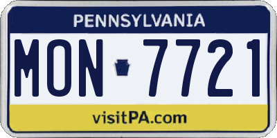 PA license plate MON7721
