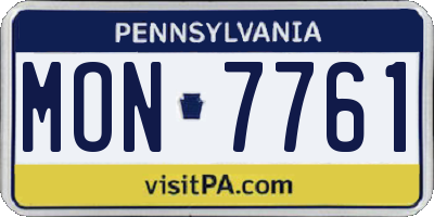 PA license plate MON7761
