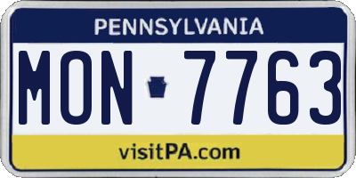 PA license plate MON7763
