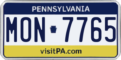 PA license plate MON7765