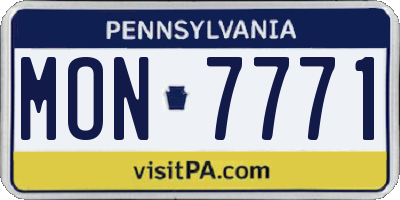 PA license plate MON7771
