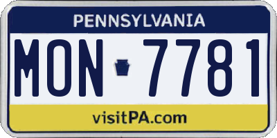 PA license plate MON7781