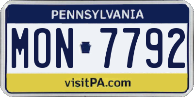 PA license plate MON7792
