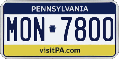PA license plate MON7800