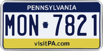 PA license plate MON7821