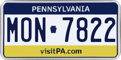 PA license plate MON7822