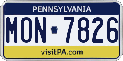 PA license plate MON7826