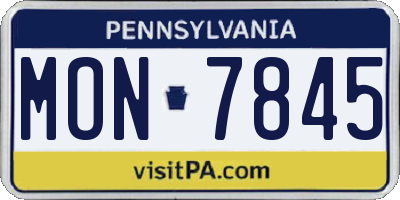 PA license plate MON7845