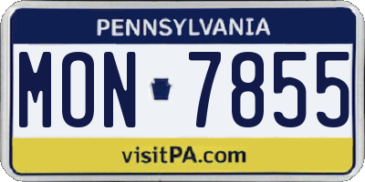 PA license plate MON7855
