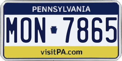 PA license plate MON7865