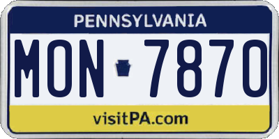 PA license plate MON7870