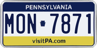 PA license plate MON7871