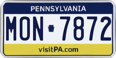 PA license plate MON7872