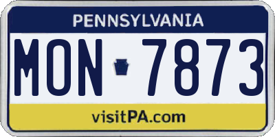 PA license plate MON7873