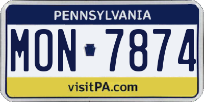 PA license plate MON7874