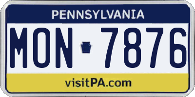 PA license plate MON7876