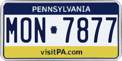 PA license plate MON7877