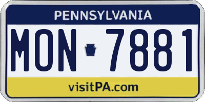 PA license plate MON7881