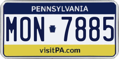 PA license plate MON7885