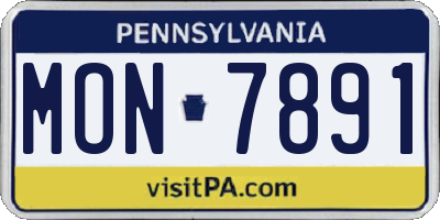 PA license plate MON7891