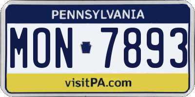 PA license plate MON7893