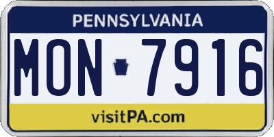 PA license plate MON7916