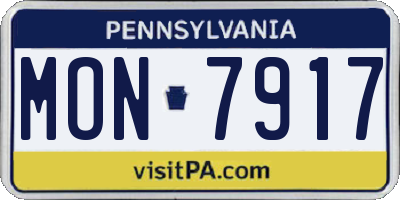 PA license plate MON7917