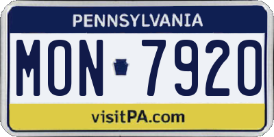 PA license plate MON7920
