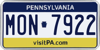PA license plate MON7922