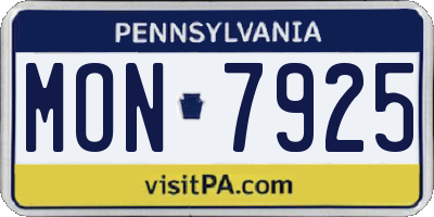 PA license plate MON7925