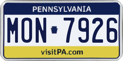 PA license plate MON7926