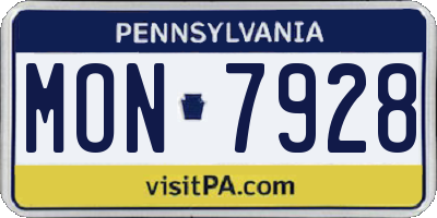 PA license plate MON7928