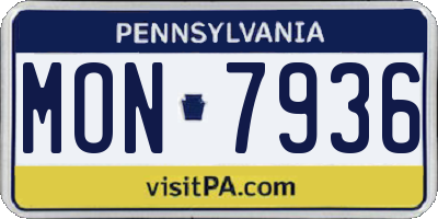 PA license plate MON7936