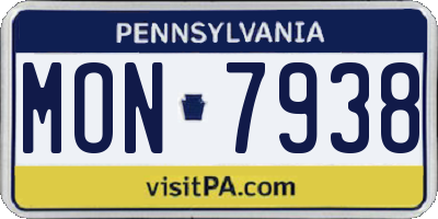 PA license plate MON7938