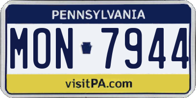 PA license plate MON7944
