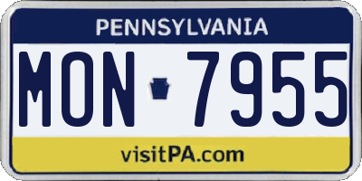 PA license plate MON7955