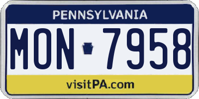 PA license plate MON7958