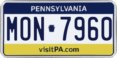 PA license plate MON7960