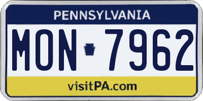 PA license plate MON7962