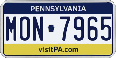 PA license plate MON7965