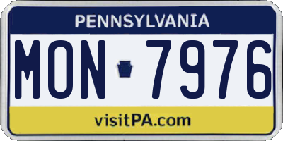 PA license plate MON7976