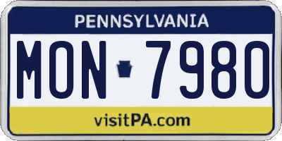 PA license plate MON7980