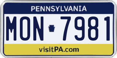 PA license plate MON7981