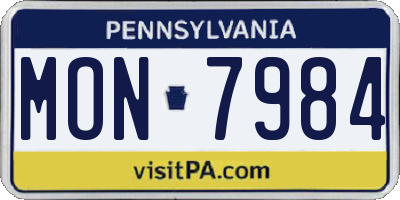 PA license plate MON7984