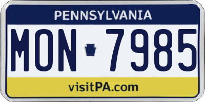 PA license plate MON7985